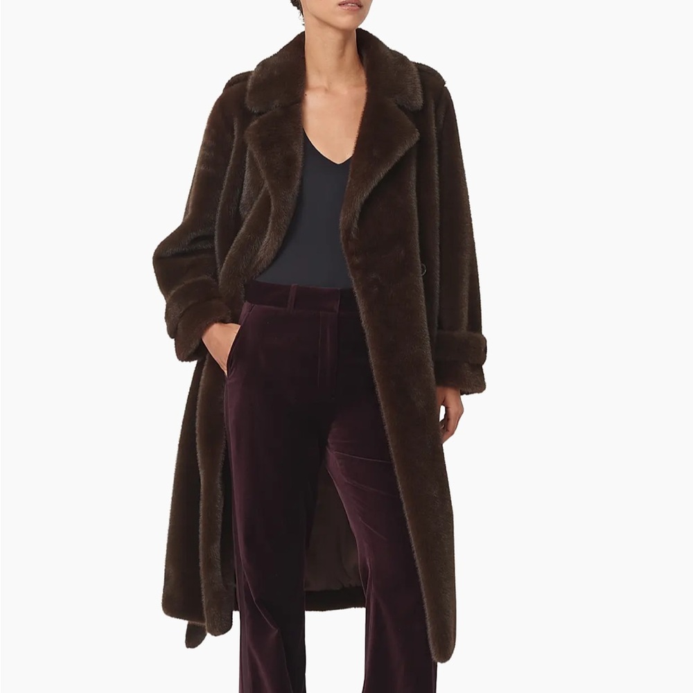 Reiss Cate Faux-Fur Long Coat BNWT, medium
